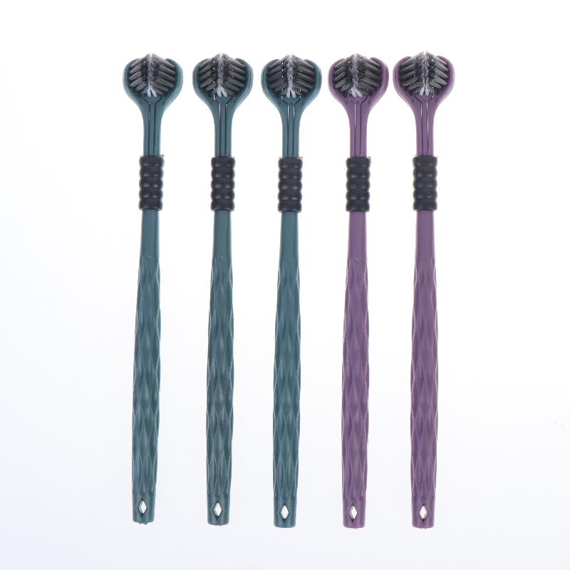 5Pcs Three Sided U Shape Toothbrush With Soft Carbon Gold Bristles Full Wrapped Cleaning Perfect For Daily Oral Care Home Use