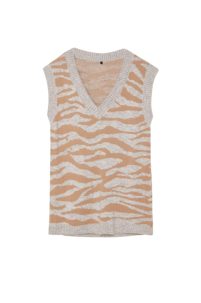 Женский модный стильный свитер в хиджабе, бежевый мягкий текстурированный трикотаж с рисунком зебры