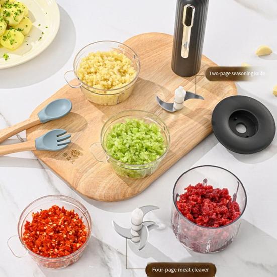 Электрический кухонный комбайн, перезаряжаемая мясорубка с 2 лезвиями