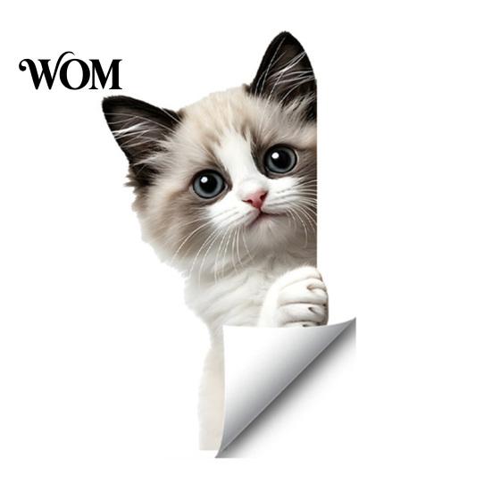 Decorative Glass Stickers for Bathroom Cute Pet Static Sticker, 3D Peeking Animal Decal, Waterproof Cat Window Art PVC Removable Cling, Home