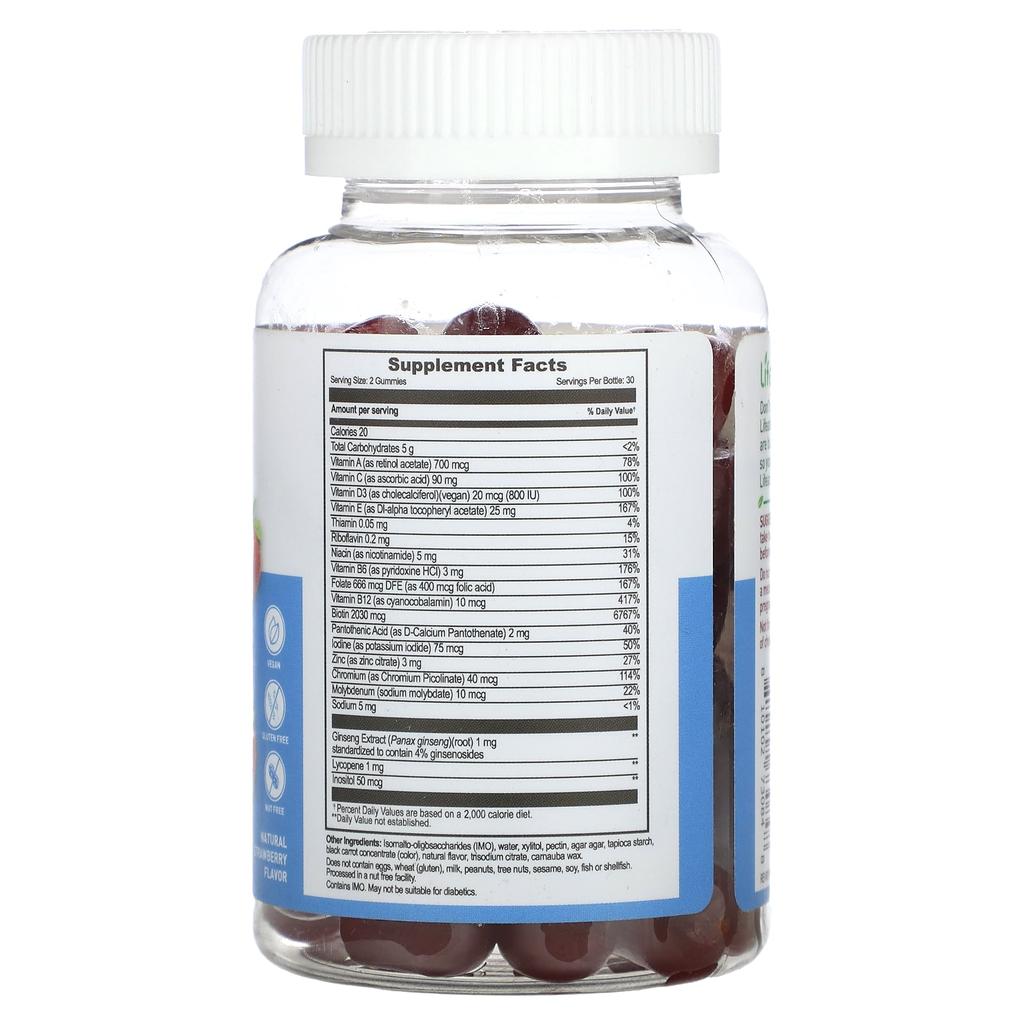 Женские мультивитаминные жевательные конфеты, без сахара, натуральный клубничный вкус, 60 жевательных конфет