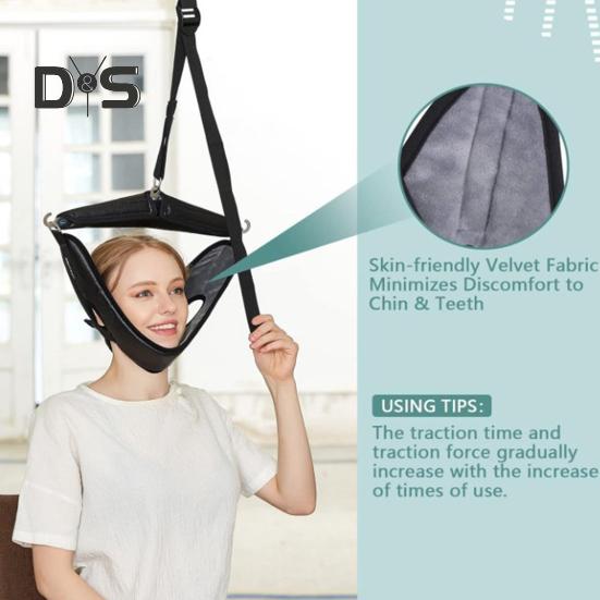 Устройство для вытяжения шейного отдела позвоночника, регулируемое, из искусственной кожи, с креплением на дверь, портативный пояс для вытяжения для облегчения боли в шее и снятия мышечного напряжения