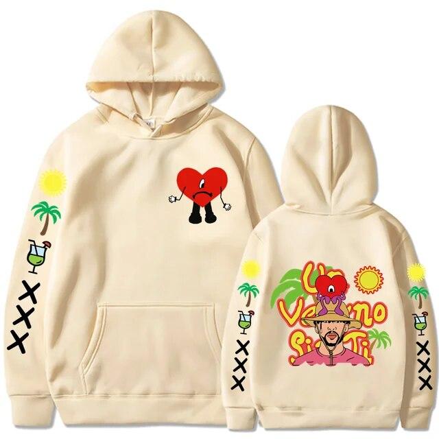 Bad Bunny Hoodie Unisex Fashion Coat Letter Print Hoodies Kids Hip Hop Hoodie Women Sweatshirt Coat Rap Sweat Autumn Winter Clothes Unisex