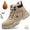Зимние плюшевые рабочие ботинки для мужчин, защитная обувь против проколов и щиколотки, защитная мужская обувь со стальным носком, неразрушимая