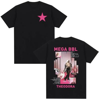 Футболка с принтом рэпера Theodora Mega Bbl Альбом Мужская Женская Хип-хоп Мода Футболка Повседневная Хлопок Свободная С коротким рукавом Футболки Стритвир
