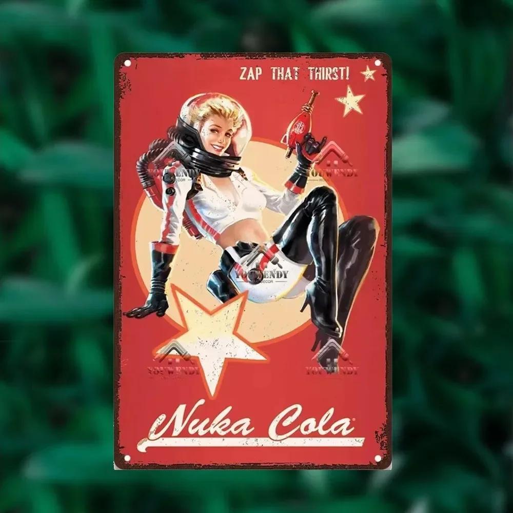 Металлическая табличка с постерами напитка Nuka Cola - Идеальный декор для стены паба, игровых зон, ретро-игровой тематики, металлическое искусство