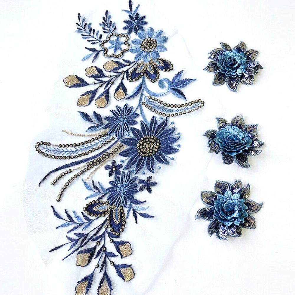 Sew Mesh Embroidery Flower Lace Patch Polyester Embroidered Fabric Stickers Clothing