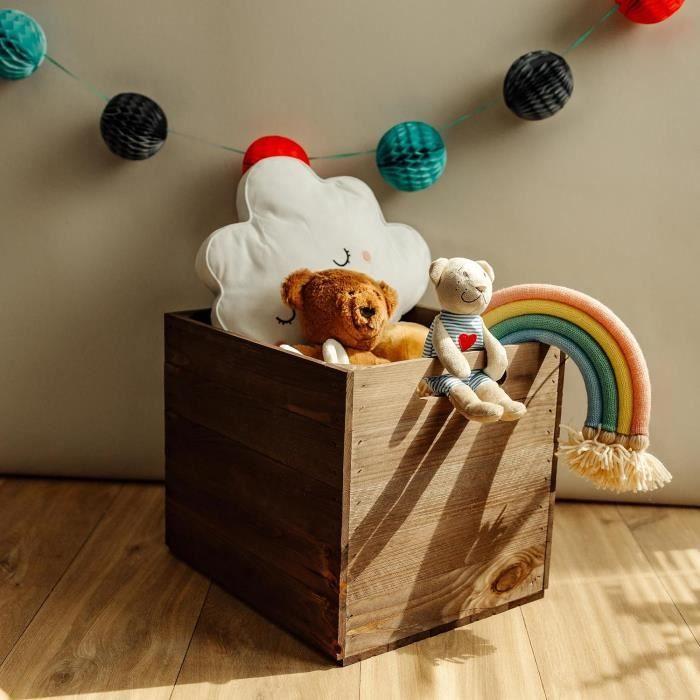 Cube de Rangement en Bois Marron Compatible Étagères KALLAX et EXPIDIT 33x37x33cm - CREATIVE DECO