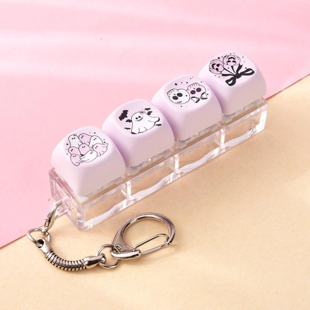Cartoon Pattern Light Up Keychain Toy Light Up Fidget Keyring Toy Everyday Stress Relief