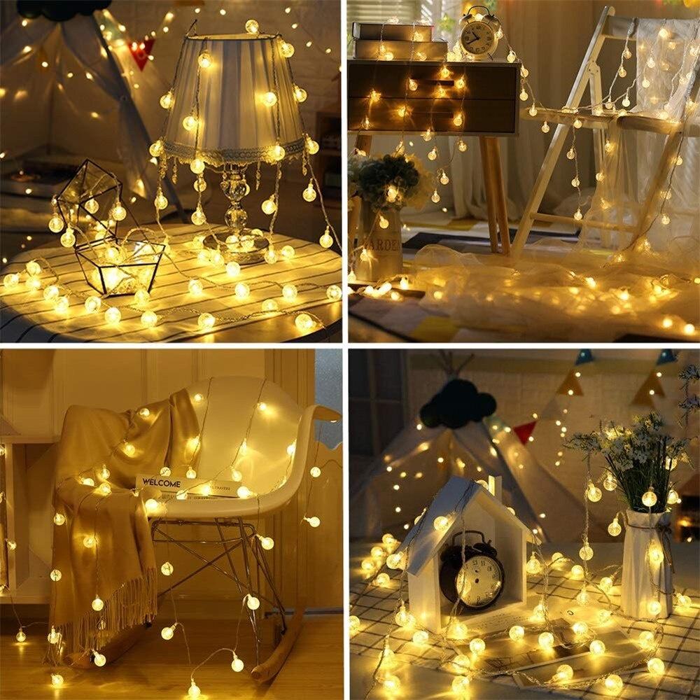 5M 10M 100LEDs LED String Lights Fairy Bubble Ball Lamp Holiday Lighting Garland AAA Battery Indoor For Christmas Wedding Decoration