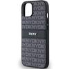 Dkny Leather Mono Stripe & Metal Logo Case For Iphone 15 Plus / 14 Plus - Black