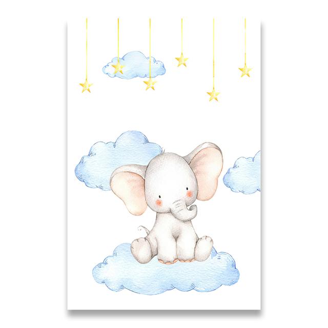 Настенная роспись для девочек, украшения для маленьких мальчиков, плакат для спальни, питомник слонов, печатное художественное оформление, живопись