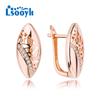 LSOOYH серьги-клипсы цвета розового золота, модные серьги для женщин, серьги-гвоздики с полым цирконием, ювелирные изделия