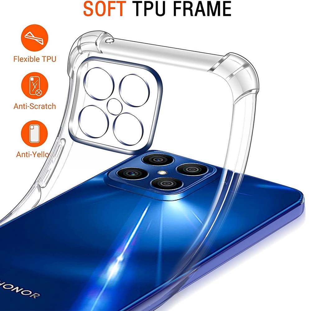 Прозрачный противоударный мягкий силиконовый чехол для телефона с подушкой безопасности для HUAWEI HONOR 200 90 70 Lite X5 X6 X7 X7a X8 4G X8 5G X8a X9 X8b X7b