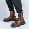 Men's Plus Size Square Toe Leather Ankle Boots - British Style, Formal & Casual High-Top Shoes