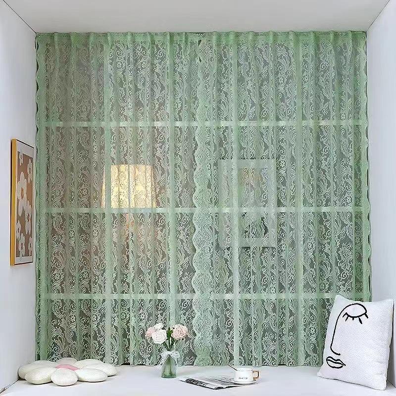 2/1Pcs Vintage Lace Curtains French Style Floral Sheer Curtains Rod Pocket Window Drapes For Living Room Bedroom Decoration