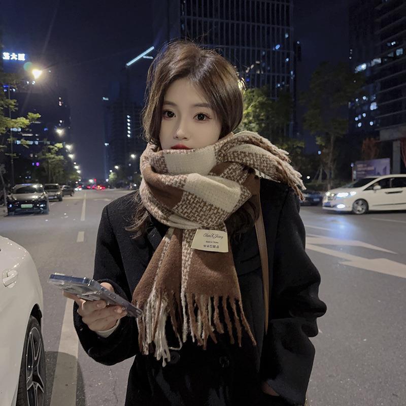 Autumn and Winter Atmosphere Imitation Cashmere Scarf for Women Warm Retro Student Long Shawl Korean Ins Cold Protection Scarf for Men