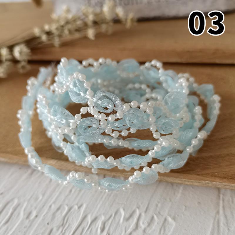 Lolita Lace Bead Ruffled Lace Fabric Pleated Edging Satin Ribbon Diy Baby Clothing Skirt Curtain Furniture Decoration Lace Trim