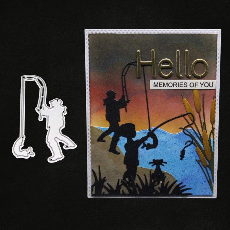 Fishing Man Cutting Dies Metal Stencil DIY Scrapbooking Album Paper Card Embossing Craft Die Cut People