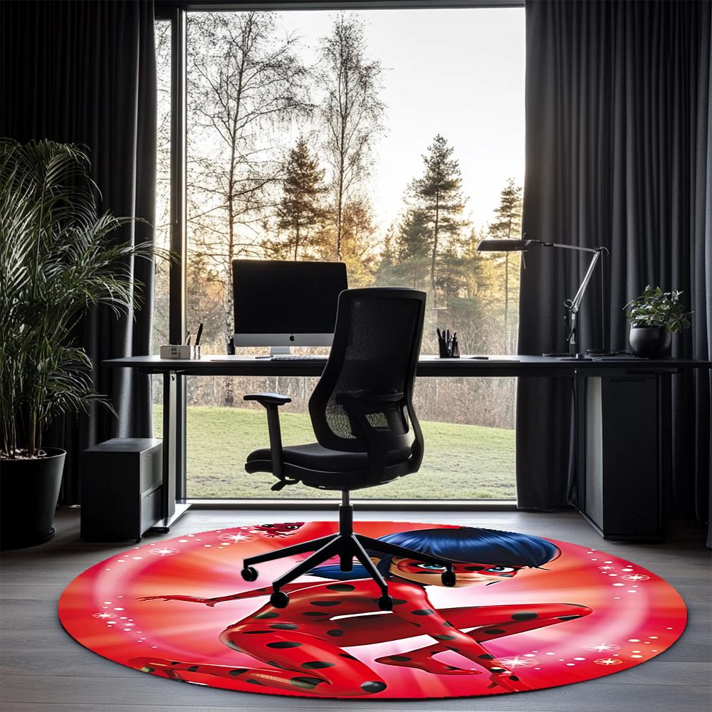 Ladybug Printed Round Rug Carpet Chair Rug Area Rug Entryway Doormats,for Office Chair Living Room Bedroom Kitchen Room.