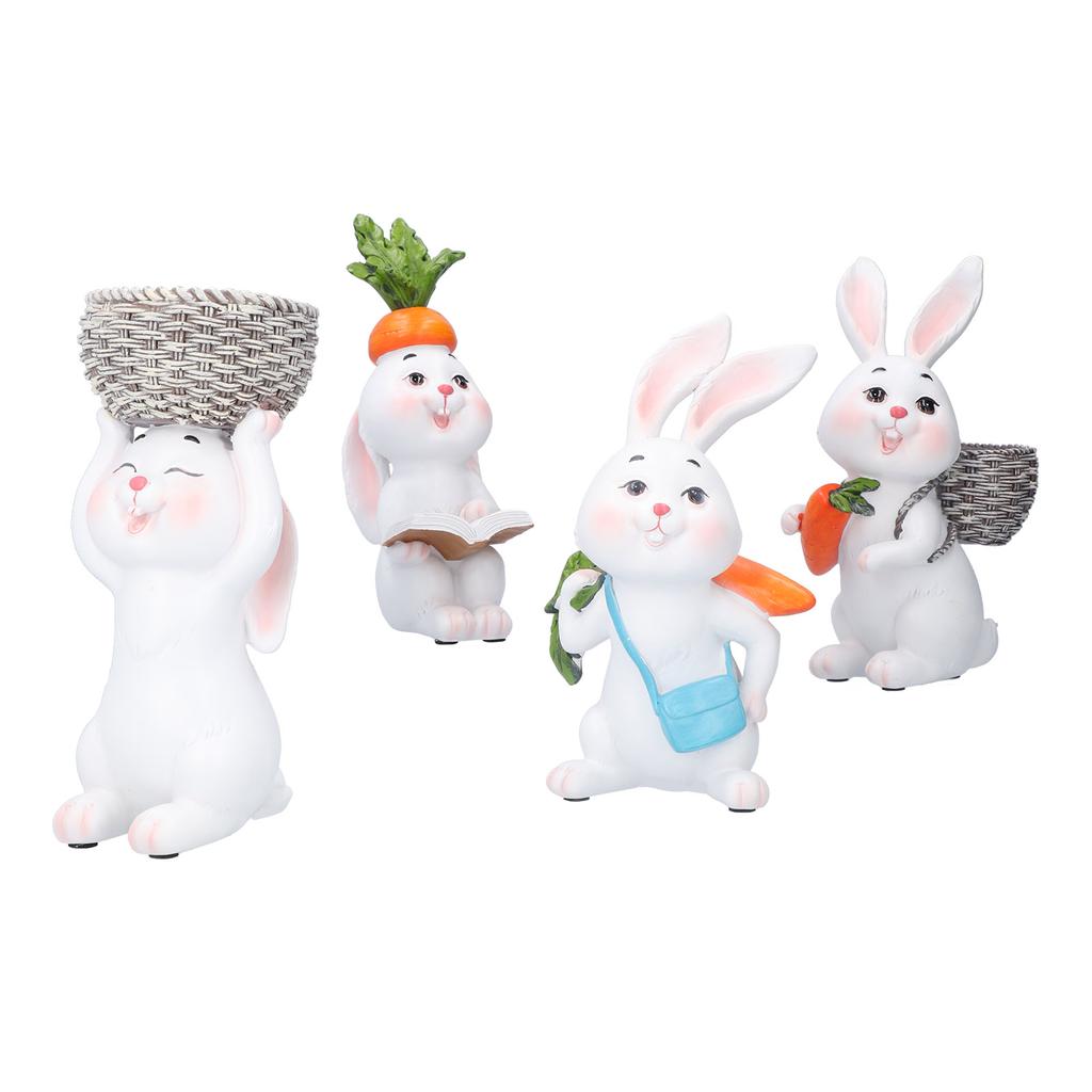 4 шт. Кролик орнамент смоляной настольный расписанный вручную ремесленный скульптура для гостиной сад