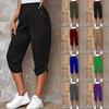 Ayollar Elastik Bel Shimlari Yozgi Bir Rangli Kundalik Shimlar Pastki Qismi Elegant Moda Ofis Xonimi Keng Qisqartirilgan Shimlar