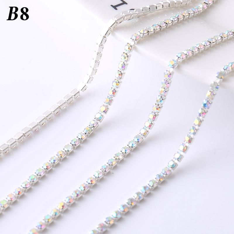 5M Rhinestone Drill Chain 2mm Glass Rhinestone Claw Chain Trim DIY Sewing Costume Craft Performance Clothing Decor Accessories