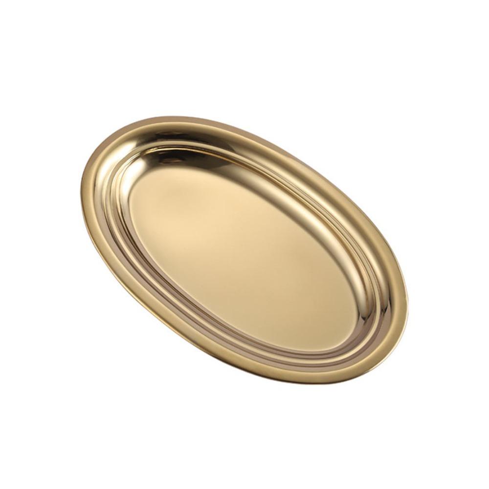 Gold/Silver Barbecue Dish Korean Style Snack Tray Elliptical Steamed Fish Plate Restaurant