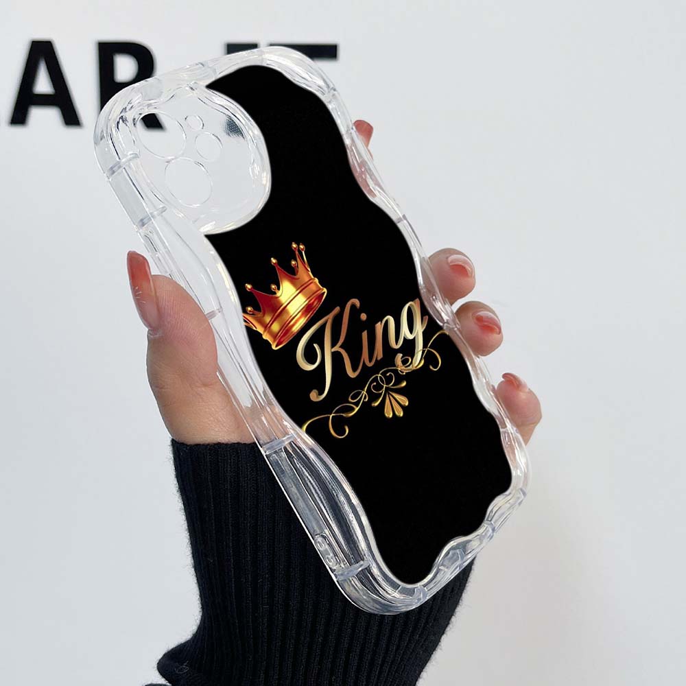 Чехлы для телефонов iPhone 11, 12, 13, 14, 15 Pro Max 7, 8 Plus Infinix Hot 40 Realme C55 C35 OPPO A17 A30 King Queen, эксклюзивный мягкий чехол с кремовым узором