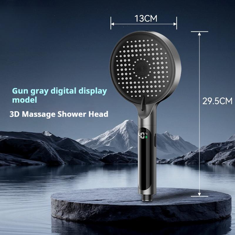 Hotel Adjustable Handheld Shower LED Digital Display Rain Filtered Shower Head High Pressure 4 Mode Bathroom Accessories