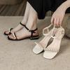 Fashion 2024 New Women Sandals Fashion Pearl Design Banquet Office Shoes Brand High Heels Black White Large Size 41-43 Free Delivery