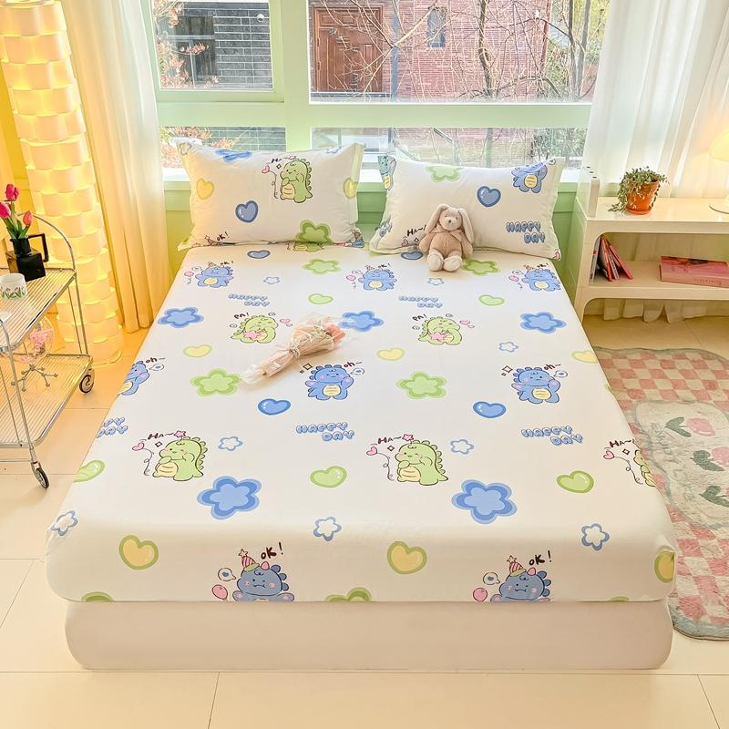 Cartoon Style Ocean Fish Pattern Fitted Sheet Set Sailboat Print 100% Cotton Mattress Protector for Kids Boys Girls Bedding Set