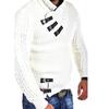 New Men's Long Sleeve Leather Buckle Top Jumper Twisted Flower Thick Knit Warm Thick Top
