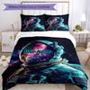3PC Custom Name Astronaut Space Bedding Set Duvet Cover Closure Includes 1 Duvet Cover & 2 Pillowcases for Bedroom
