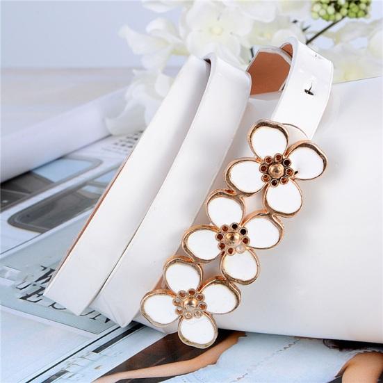 Женский поясной ремень Узкий искусственный кожаный цветок Лук Декор Неразрывное регулируемое украшение на талию Противоскользящий толстый женский поясной ремень Платье Свитер Пояс