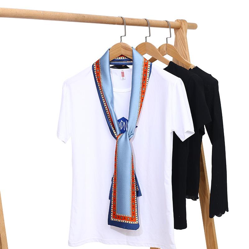 Шарф из искусственного шелка, сезонный маленький шарф, повязка на голову, длинный шарф, универсальный женский шарф с завязками