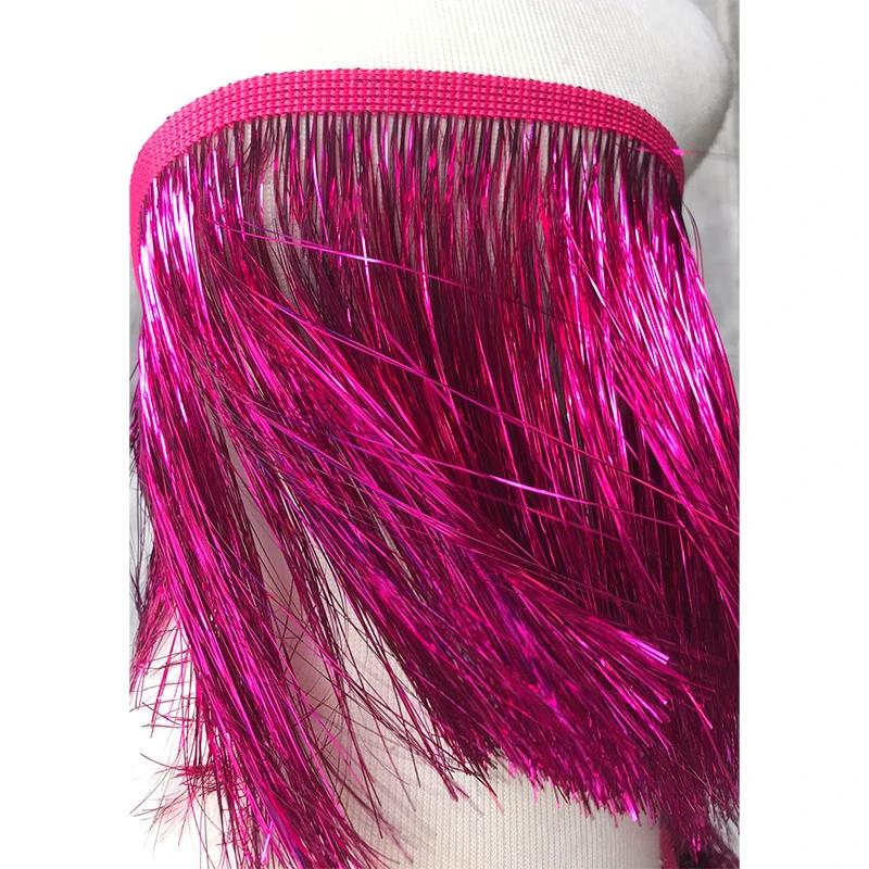 1.1 Yards Laser Shiny Tassel Fringe Trim Lace Ribbon Tassels Christmas Decor Curtains Latin Dance Dresses Skirt Fringes Sewing