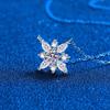 Rhodium Plated 0.5cttw Moissanite Snowflake Necklace for Women Wedding Birthday Gift Sterling Silver 925 Pendant GRA