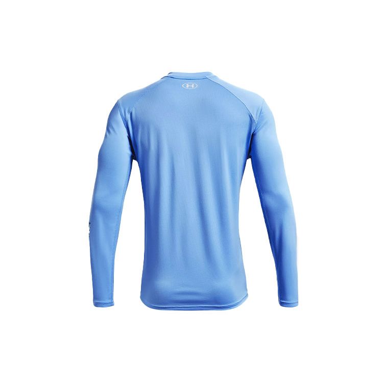 Under Armour Футболка с круглым вырезом и длинным рукавом с принтом логотипа для тренировок, мужские топы Carolina-Blue 1361272-475