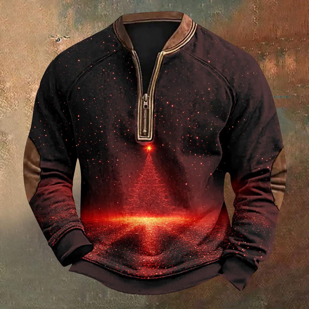 Мужская рождественская ретро-повседневная толстовка на молнии