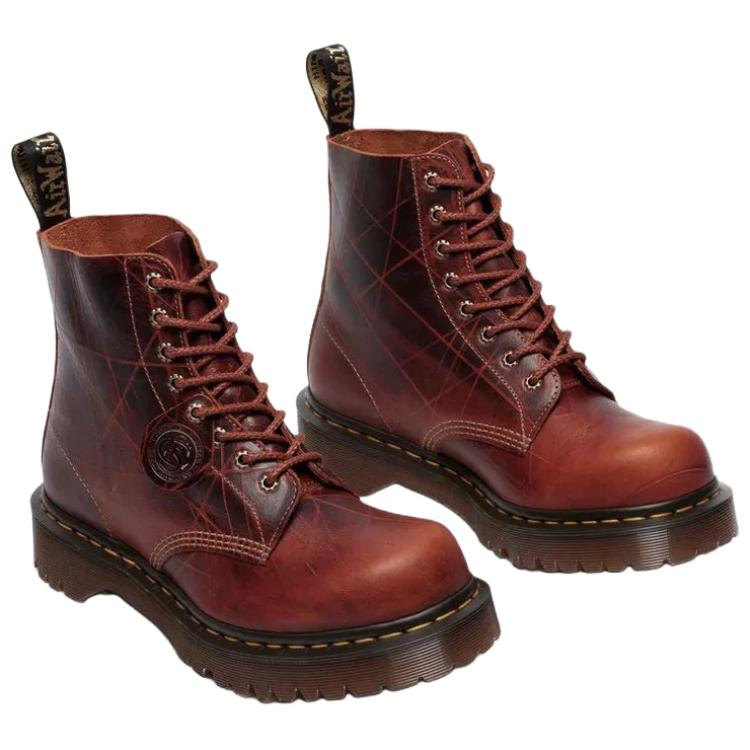 Dr. Martens 1460 Кожа Pascal Универсальные винтажные ботинки Ботинки унисекс Карамельно-коричневый 41597200