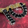 Black Spinel 925 Solid Sterling Silver Necklace & Bracelet Jewelry Set, Handmade New Design Gemstone Jewelry Adjustable Chain Jewelry Gift For Mom