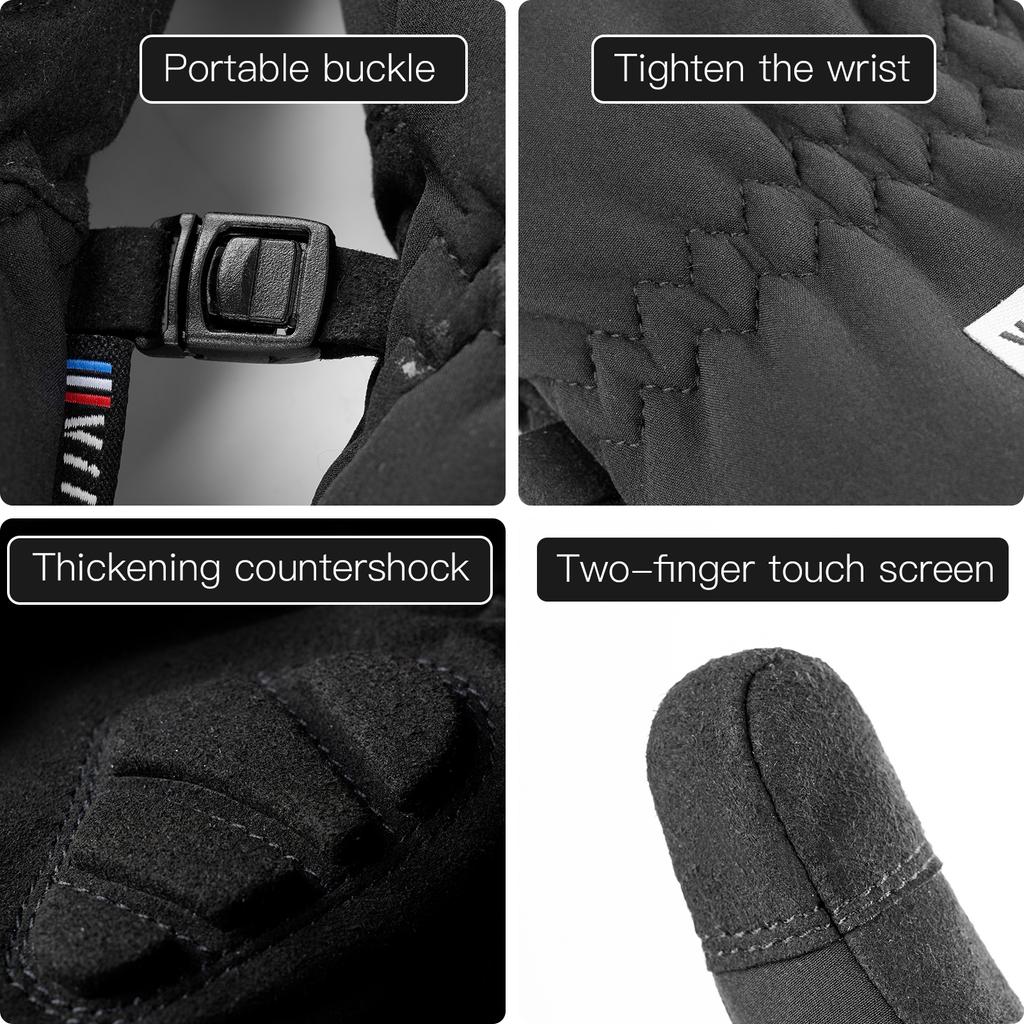 Зимние водонепроницаемые велосипедные перчатки для спорта на открытом воздухе, бега, мотоцикла, лыж, флисовые перчатки с сенсорным экраном, нескользящие теплые полные пальцы