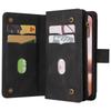 For iPhone 16 Plus Zipper Wallet Case with 15 Card Slots and Strap Leather Phone Cover