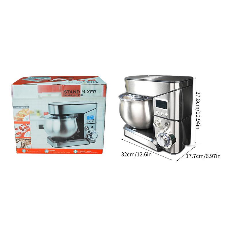 Многофункциональный стационарный миксер 5 л: Кухонный комбайн из нержавеющей стали для теста, яиц и муки