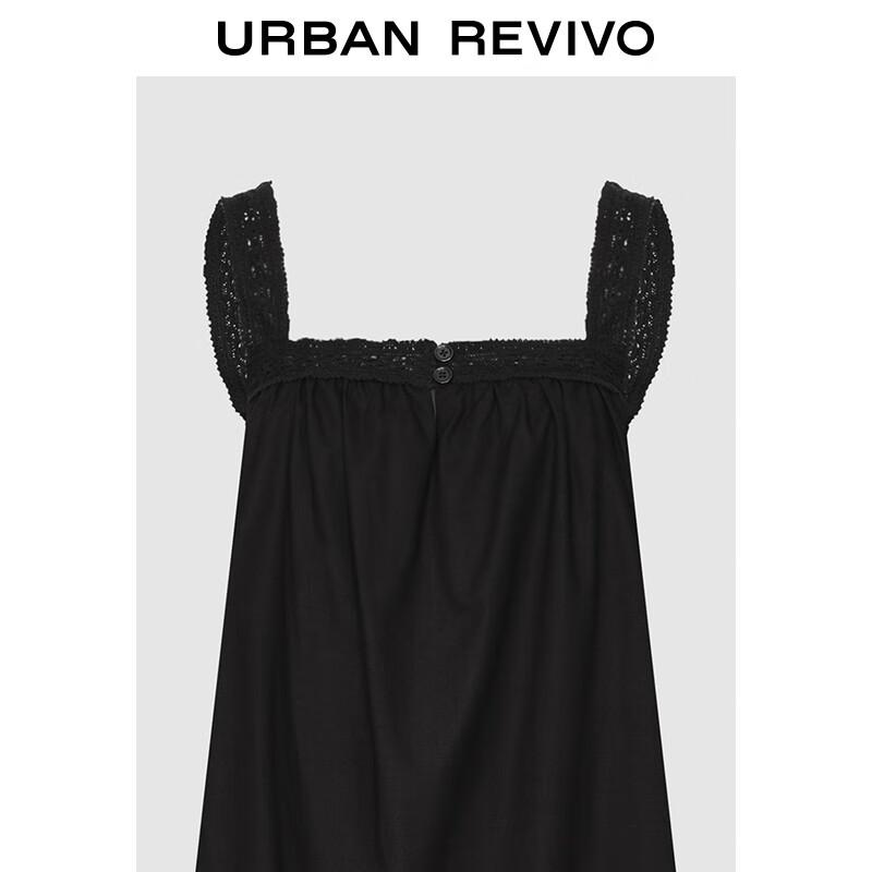 UR 2025 Осень Французское Ретро Платье из Кружева в Лоскутной Технике