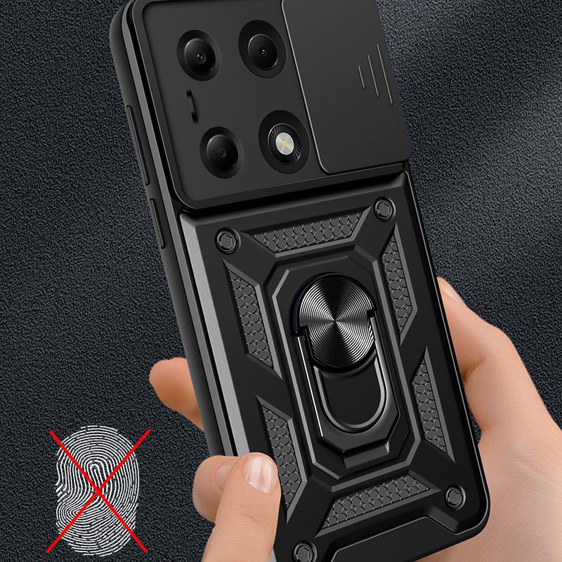 Противоударный бронированный чехол для Xiaomi Redmi Note 13 4G/5G Pro Plus Poco X6 с автомобильным магнитным держателем для кольца, защитный чехол для телефона