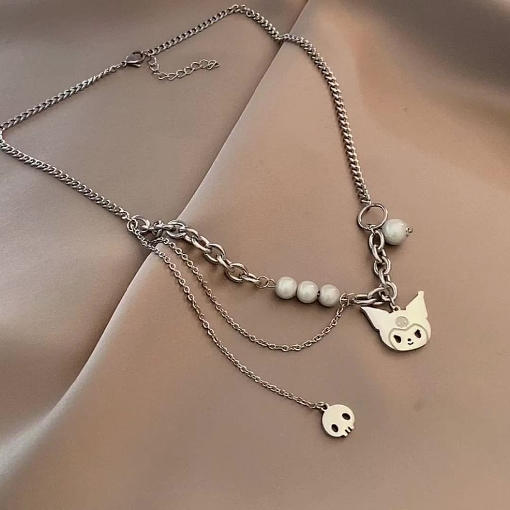 Новая Мода Женские Подвески Ожерелья Изысканная Двойная Цепочка Металлическое Ожерелье Скелет Монстр Панк Ювелирные Изделия Подарок на Вечеринку