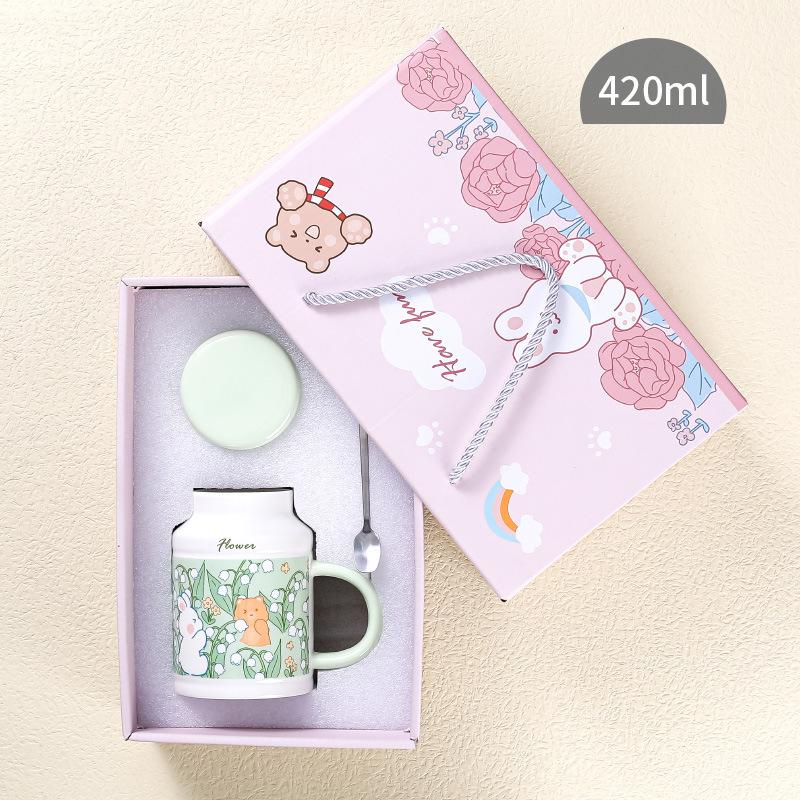 Милая креативная ретро кружка Интернет-знаменитость кролик цветок животное керамическая чашка женская домашняя офисная чашка кролик