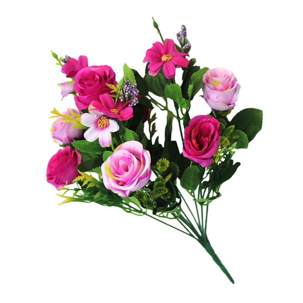 Букет из 10 искусственных роз, имитация декора, свадебный цветок из ткани